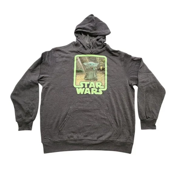 Star Wars The Mandalorian Grogu Baby Yoda Hoodie Men’s XL Gray Color Spring Hood - Picture 1 of 12